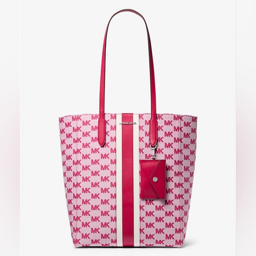 NWT Michael Kors Vincent Large Logo Jacquard Tote Bag with Card Case